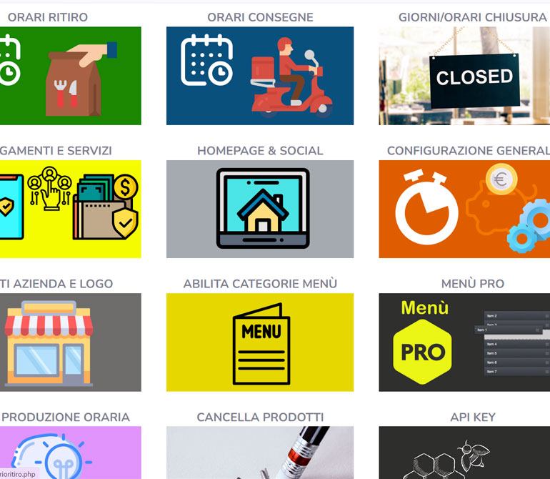 Configuri menù e regole